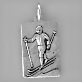 Anhänger Skilangläufer, Plättchen in echt Sterling-Silber 925 und Gold, Ketten- oder Schlüssel-Anhänger