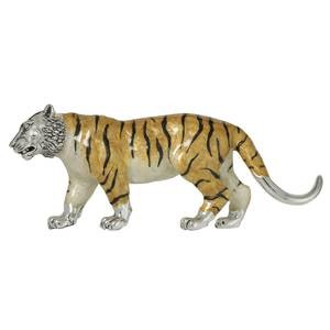 Zierfigur Tiger echt Sterling-Silber 925 emailliert, Standmodell