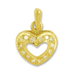 Anhänger Herz echt Gelbgold 585 mit Brillanten, Charm, Ketten- oder Bettelarmband-Anhänger