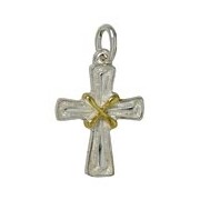 Anhänger Knotenkreuz in echt Sterling-Silber 925 teilvergoldet, Charm, Ketten- oder Bettelarmband-Anhänger