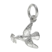 Anhänger Friedenstaube in echt Sterling-Silber 925 oder Gold, Charm, Ketten- oder Bettelarmband-Anhänger