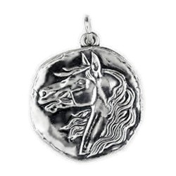 Anhänger Pferdekopf, Medaille in echt Sterling-Silber 925 oder Gold, Ketten- oder Schlüssel-Anhänger