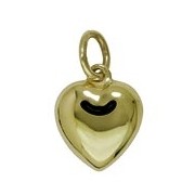 Anhänger, Charm Herz in echt Gelbgold 585, Ketten- oder Bettelarmband-Anhänger
