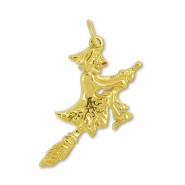 Anhänger Hexe in echt Gelbgold 585, Charm, Ketten- oder Bettelarmband-Anhänger
