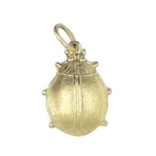 Anhänger Marienkäfer in echt Gelbgold mattiert, Charm, Ketten- oder Bettelarmband-Anhänger
