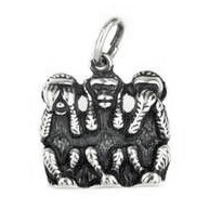 Anhänger Affen, indische Weisheit, Minai, Kikanai, Iwanai, Charm T171 in echt Sterling-Silber 925 