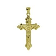 Anhänger Heiliges Kreuz, Kruzifix in echt Gelbgold 333, Ketten- oder Schlüssel-Anhänger