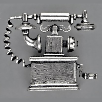 Zierfigur Kurbeltelefon in echt Sterling-Silber 925, Standmodell
