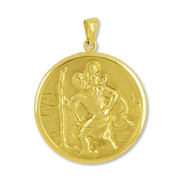 Anhänger Christophorus in echt Gelbgold 585, Charm, Ketten- oder Bettelarmband-Anhänger