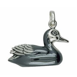 Anhänger Ente in echt Sterling-Silber 925 weiß, Ketten- oder Schlüssel-Anhänger