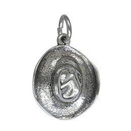 Anhänger Cowboyhut in echt Sterling-Silber 925 oder Gelbgold 333, Charm, Ketten- oder Bettelarmband-Anhänger