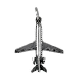 Anhänger Flugzeug Sud Aviation Caravelle in echt Sterling-Silber 925 oder Gold, Ketten- oder Schlüssel-Anhänger