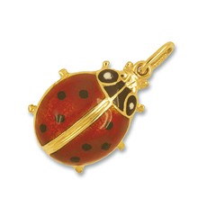 Anhänger Marienkäfer in echt Gelbgold 585 lackiert, Charm, Ketten- oder Bettelarmband-Anhänger