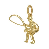 Anhänger Angler in echt Sterling-Silber weiß oder Gelbgold, Kettenanhänger oder Schlüssel-Anhänger 