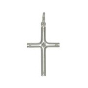 Anhänger Gitterkreuz mit Raute in echt Sterling-Silber 925 oder Gold, Ketten- oder Schlüssel-Anhänger