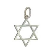 Anhänger Hexagramm, Davidstern in echt Sterling-Silber 925 oder Gold, Charm, Ketten- oder Bettelarmband-Anhänger