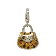 Anhänger Damentasche, Handtasche in echt Sterling-Silber 925 emailliert, Charm, hochwertiger Ketten- oder Bettelarmband-Ein-/Anhänger