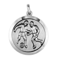Anhänger Fussballspieler, Plakette in echt Sterling-Silber 925 oder Gold, Ketten- oder Schlüssel-Anhänger