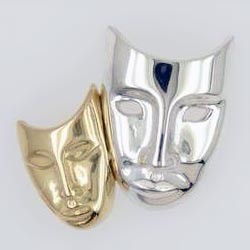 Anhänger Masken in echt Sterling-Silber 925, Gold oder teilvergoldet, Ketten- oder Bettelarmband-Anhänger