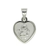 Anhänger Schutzengelplättchen herzform "Gott schütze Dich" in echt Sterling-Silber 925, Charm, Ketten- oder Bettelarmband-Anhänger
