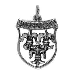 Anhänger Wiesbaden, Wappen in echt Sterling-Silber 925 oder Gold, Charm, Ketten- oder Bettelarmband-Anhänger