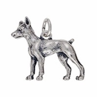 Anhänger Dobermann, Hund in echt Sterling-Silber oder Gold, Charm, Ketten- oder Bettelarmband-Anhänger