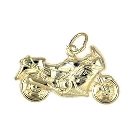 Anhänger Motorrad in echt Sterling-Silber 925 oder Gold, Charm, Ketten- oder Bettelarmband-Anhänger