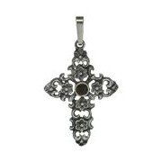 Anhänger Blumenkreuz mit Zirkonia in echt Sterling-Silber 925, Ketten- oder Schlüssel-Anhänger