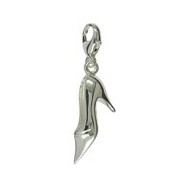 Anhänger High Heel, Pumps in echt Sterling-Silber 925 oder Gelbgold, Charm mit Karabiner, hochwertiger Ketten- oder Bettelarmband-Ein-/Anhänger