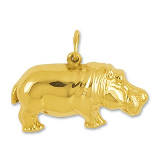 Anhänger Flusspferd in Gold, Charm N1017, Schlüsselanhänger oder Kettenanhänger