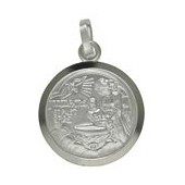 Anhänger Tauftaler Maria mit Jesuskind in echt Sterling-Silber 925, Charm, Ketten- oder Bettelarmband-Anhänger