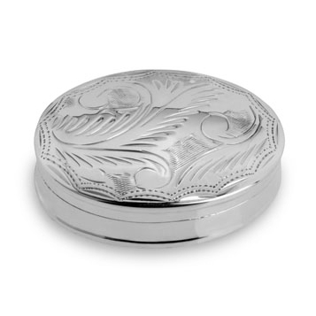 Pillendose in echt Sterling-Silber 925 oval, graviert