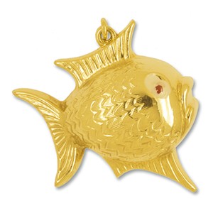 Anhänger Kugelfisch in echt Gelbgold 375, 585 oder 750, Kettenanhänger oder Schlüssel-Anhänger 