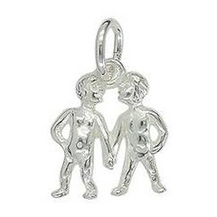Anhänger Zwillinge, Sternzeichen in echt Sterling-Silber 925 oder Gold, Charm, Ketten- oder Bettelarmband-Anhänger