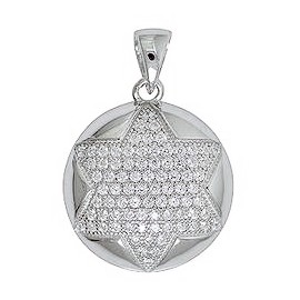 Stern echt in Sterling-Silber 925 mit 82 Cubic-Zirkonia-Steinen, Charm, Ketten- oder Bettelarmband-Anhänger