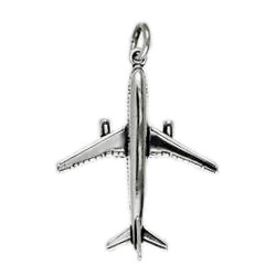Anhänger Flugzeug in echt Sterling-Silber 925 oder Gold, Ketten- oder Schlüssel-Anhänger
