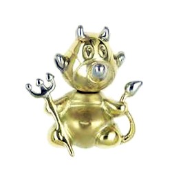 Anhänger Teufelchen beweglich echt Sterling-Silber 925 & Gold bicolor, Charm, Ketten- oder Bettelarmband-Anhänger
