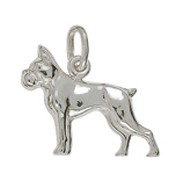 Anhänger Boxer, Hund in echt Sterling-Silber 925 weiß, Charm, Ketten- oder Bettelarmband-Anhänger