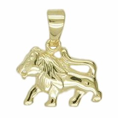 Anhänger Löwe, Tierkreiszeichen, Sternzeichen in echt Gelbgold 585, Charm, Ketten- oder Bettelarmband-Anhänger