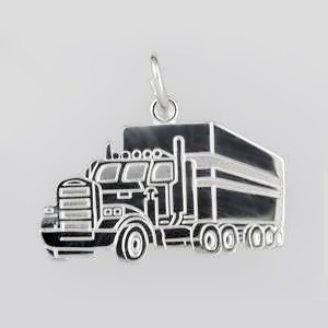 Anhänger Truck, LKW in echt Sterling-Silber 925, Charm, Ketten- oder Bettelarmband-Anhänger