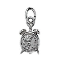 Anhänger Wecker in echt Sterling-Silber 925 oder Gold, Charm, Ketten- oder Bettelarmband-Anhänger