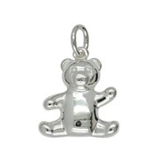 Anhänger Teddybär in echt Sterling-Silber 925 oder Gelbgold, Charm, Ketten- oder Bettelarmband-Anhänger