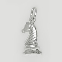 Anhänger Pferd, Schachfigur in echt Sterling-Silber 925 oder Gold, Charm, Ketten- oder Bettelarmband-Anhänger