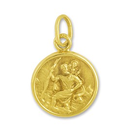 Anhänger Christophorus in echt Gelbgold 585, Charm, Ketten- oder Bettelarmband-Anhänger