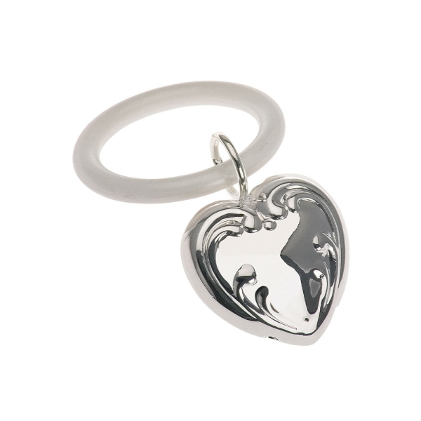 Kinderrassel mit Greifring Herz in echt Sterling-Silber 925