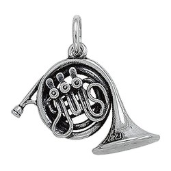Anhänger ES-Horn, Althorn in Waldhornform in echt Sterling-Silber 925 oder Gold, Charm, Ketten- oder Bettelarmband-Anhänger