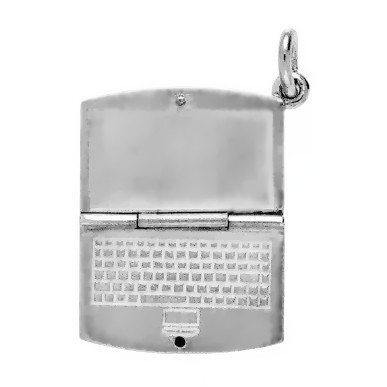 Anhänger Laptop, Notebook in echt Sterling-Silber 925, Ketten- oder Schlüssel-Anhänger