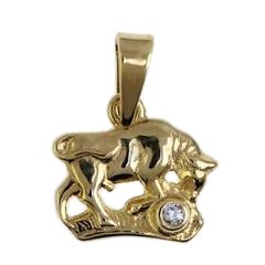 Anhänger Stier, Tierkreiszeichen, Sternzeichen in echt Gelbgold mit Zikronia, Charm, Ketten- oder Bettelarmband-Anhänger