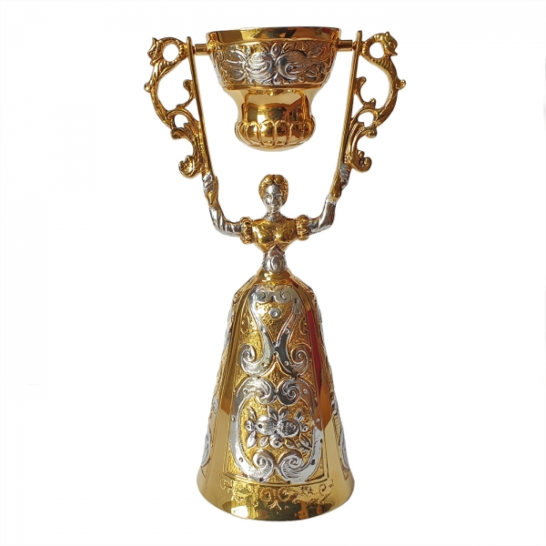 Brautbecher, Doppelbecher in Sterling-Silber 925 teilvergoldet