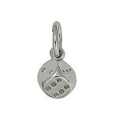 Anhänger Würfel in echt Sterling-Silber 925 oder Gelbgold, Charm, Ketten- oder Bettelarmband-Anhänger